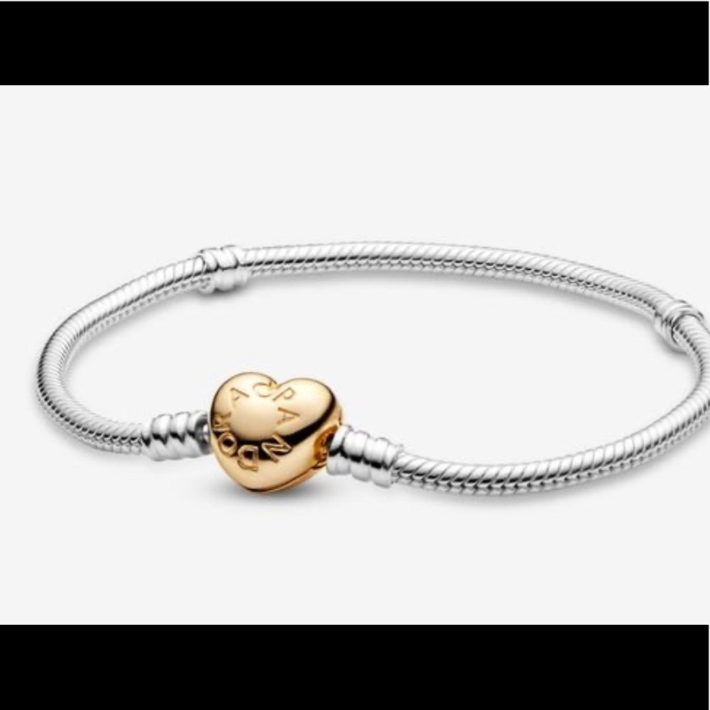Pandora Moments Heart Clasp Snake Chain Bracelet 7.9